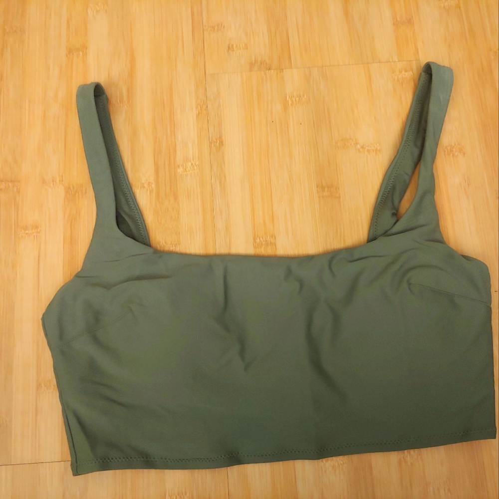 Aerie Scoop Neck Olive Swim Top